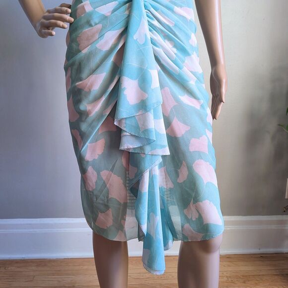 Anthropologie Beguile by Byron Lars Gingko Green Midi Dress Ruching Designer 2 - Picture 7 of 13